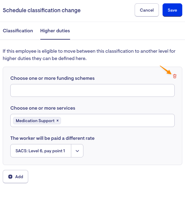 change a helper's award/classification