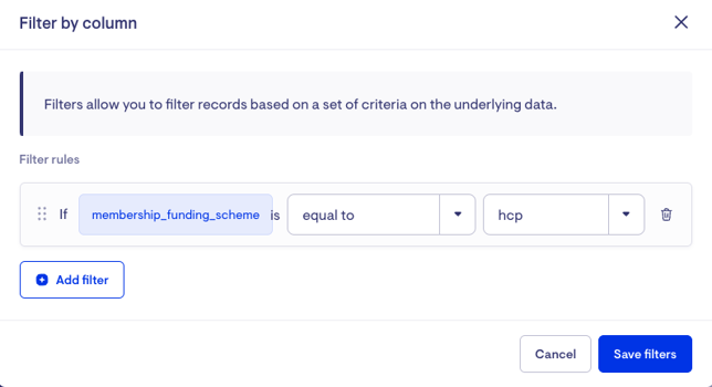 Click Add Filter if more rules are required