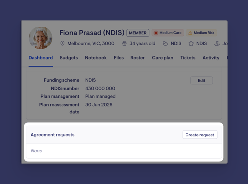 NDIS - Agreement request