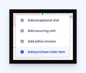 Purchase orders on the roster - add purchade order item