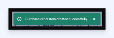 Purchase orders on the roster - green success