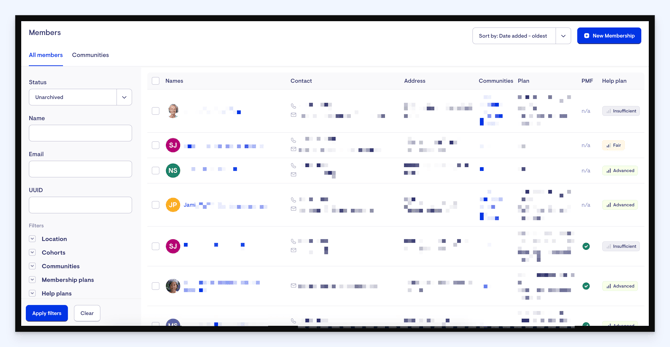 Purchase orders on the roster - members search