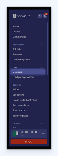 Purchase orders on the roster - navigate to members