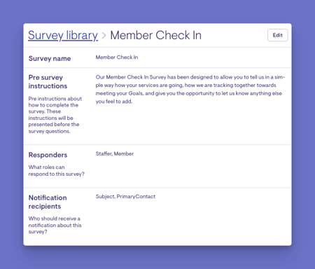 Survey member check in exmaple