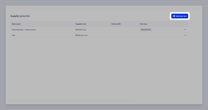 TPP rate section - add new rate