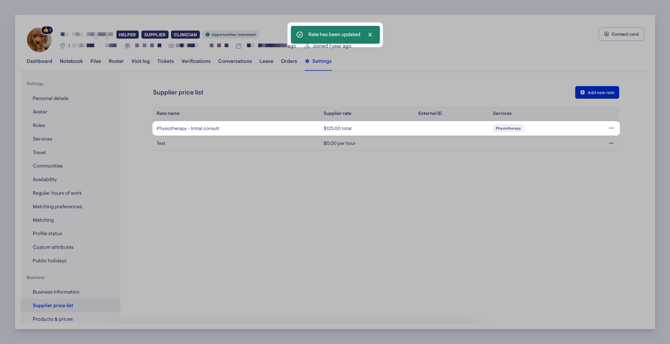 TPP rate section - new rate and confirmation