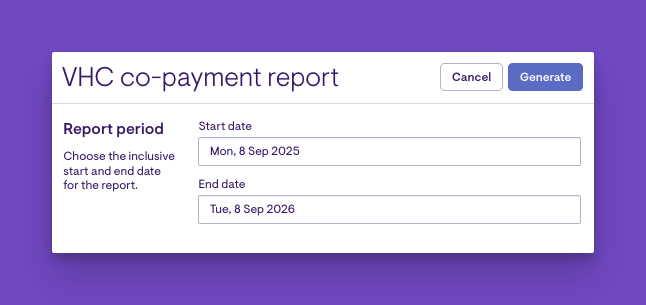 VHC - Co-payment report