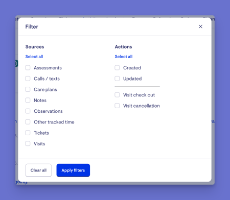 activity filters