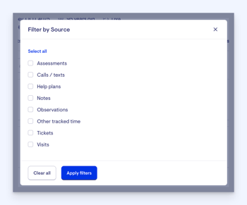 activty feed - filters