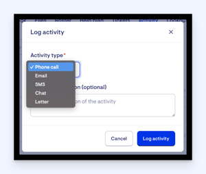 activty feed - log activity type