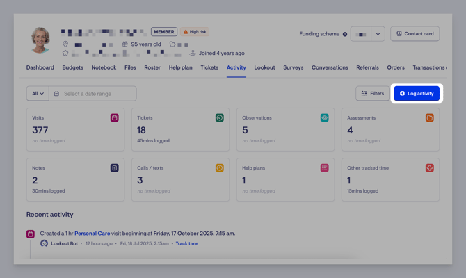 activty feed - log activity