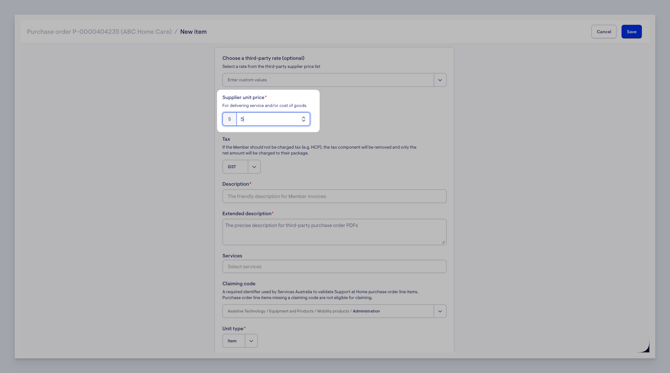 admin supplier unit price