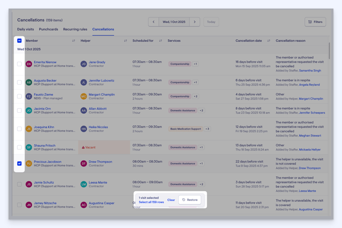 cancellations dashboard restore v2