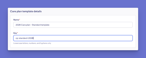 care plan template naming