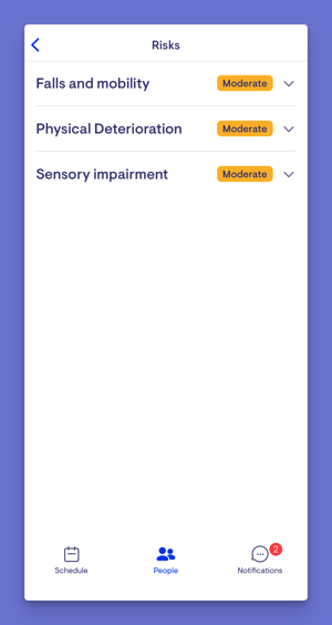 care plans risks on helper app
