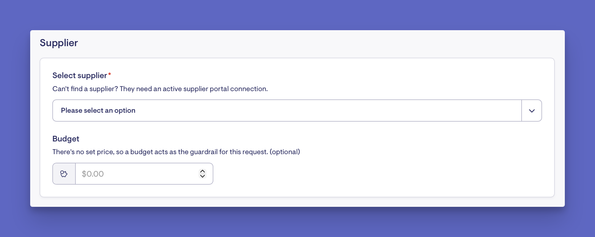 choose supplier and rate