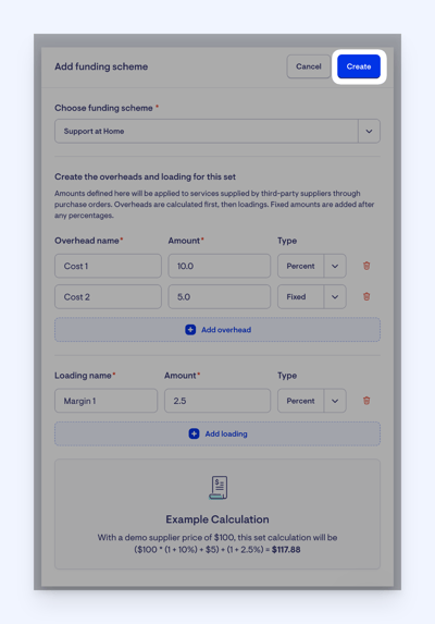 create button
