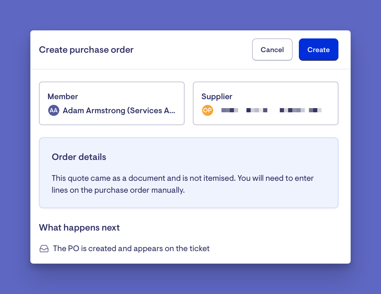 create purchase order