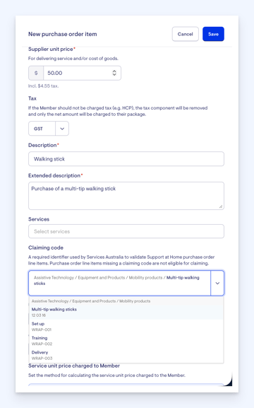 description and finding item code