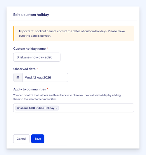 edit custom public holiday screenshot