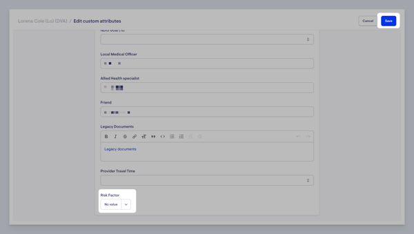 edit member - select risk factor