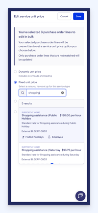 edit service price search