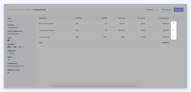 editable invoices - edit button
