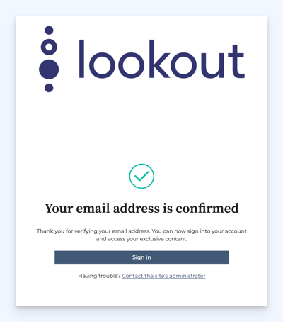 email address confirmed