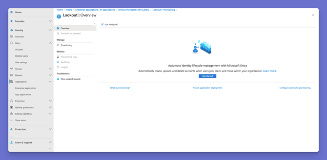 enable provisioning - legacy experience 1