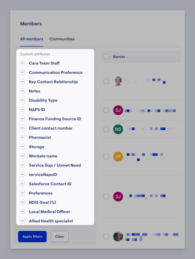 filter memberships