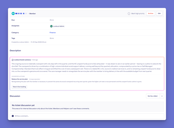 funding ticket example
