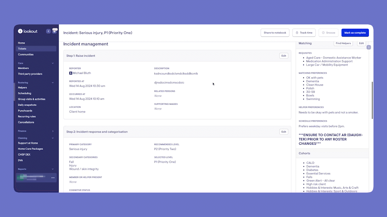 incident add on - ticket steps