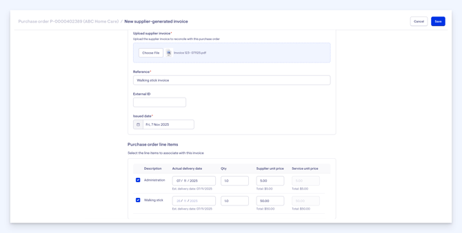 invoice w details input