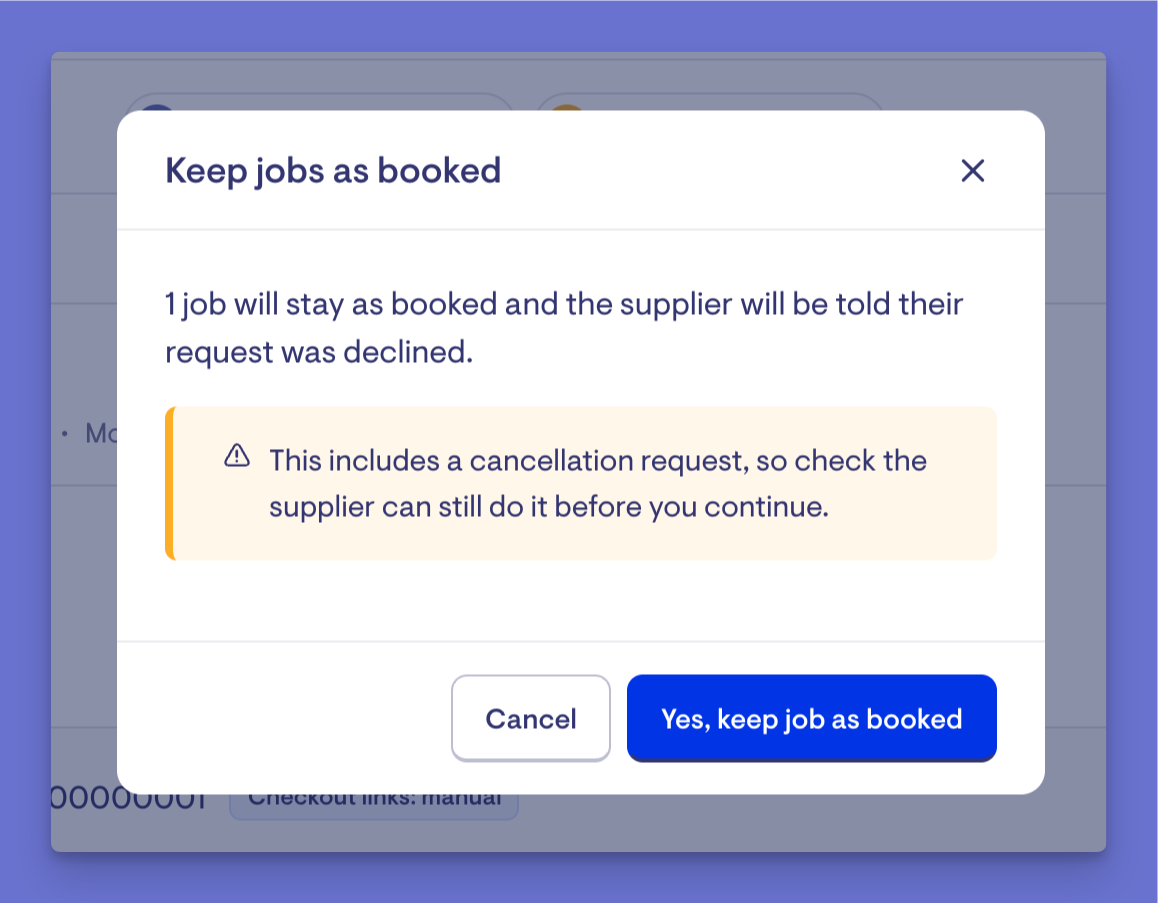 keep job as booked