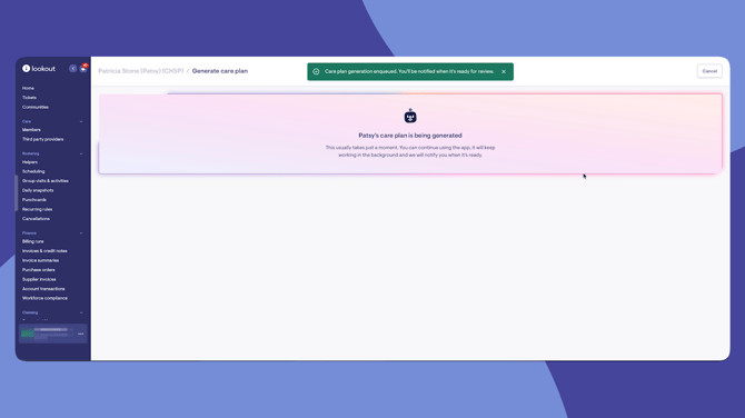 lookout assist - care plans