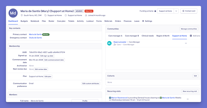 member dashboard