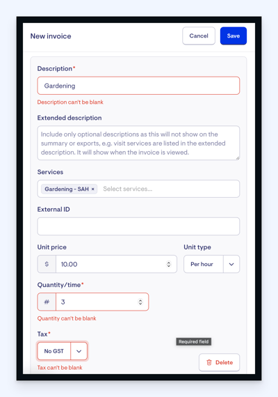 member invoice on roster - add item example