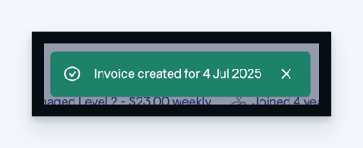 member invoice on roster - green ocnfirmation