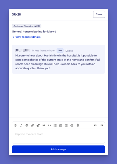 messaging on portal