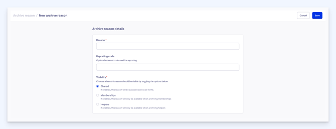 new archive reason input