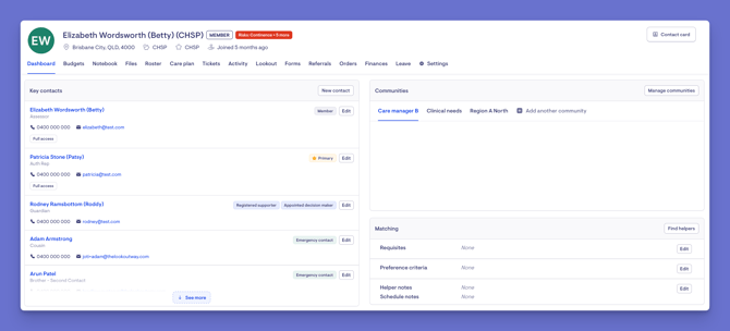 new contacts on member dashbaord
