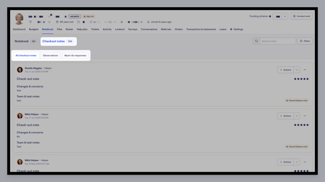 notebook - checkout notes