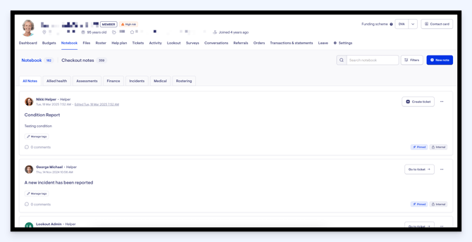 notebook - main screen