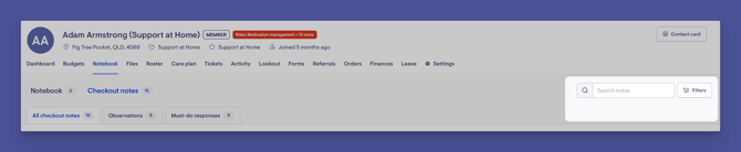 notebook filter search