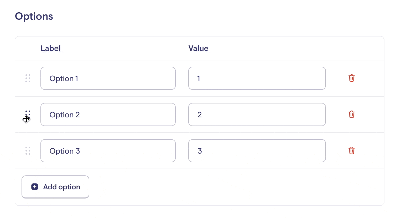 reorder options