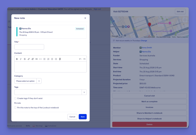 share to helpers notebook - visit