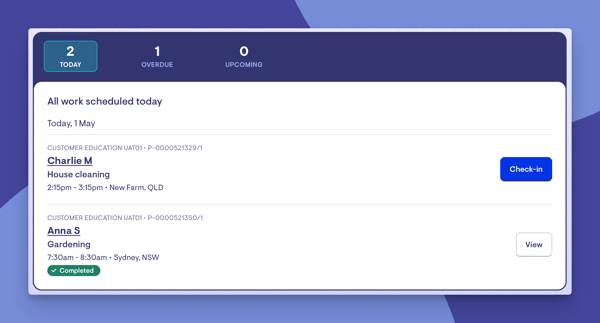 showing a job completed on portal