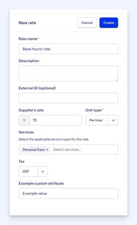 supplier and serivice - new rate