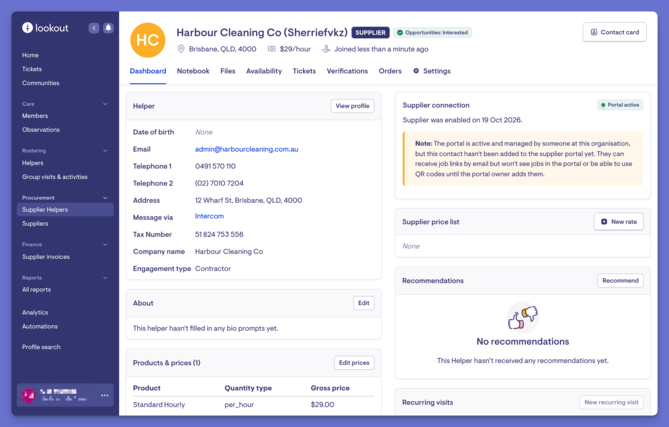 supplier helper page