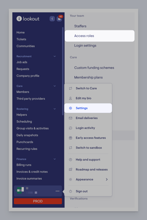 updated user permissions - navigate settings